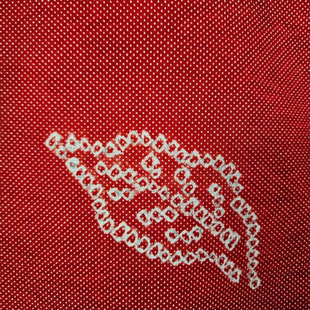 Vintage Red Silk Kimono Jacket: Jacquard Shibori Haori H1526 - Picture 10 of 11